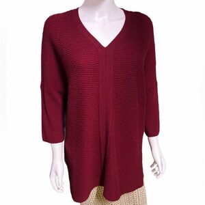 NWT $120 100% cashmere Charter Club Deep burgundy V-Neck Sweater